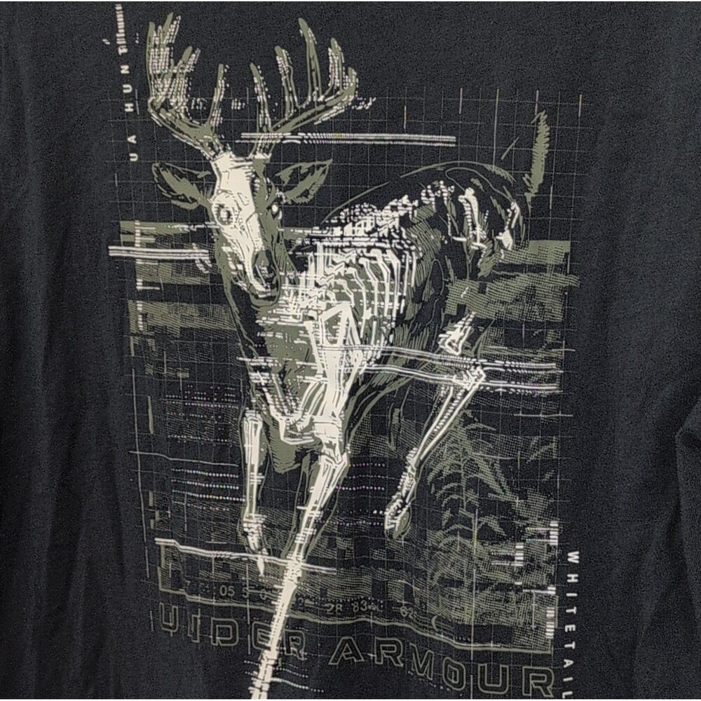 Under Armour UA Hunt Whitetail Deer Graphic Black T-Shirt Men's MD Loose Fit